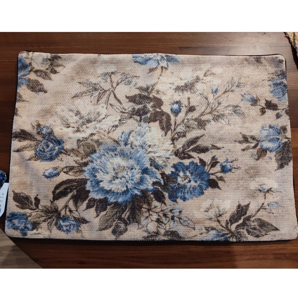 Maco Design Joanna Rob Floral Tapestry Pillow Sham Blue Cream Made in Poland NWT